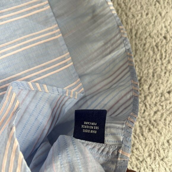 Tommy Bahama Shirt Mens 3XL Blue Pink Striped Button Flip Cuff Cotton Golf - Picture 9 of 14
